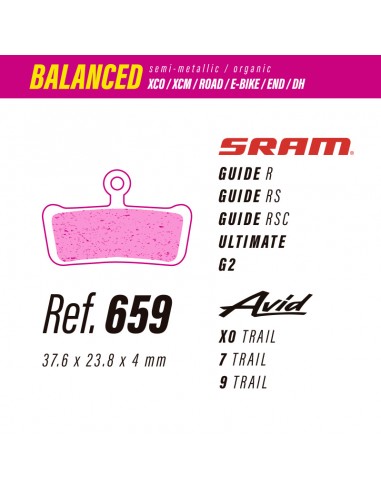 Pastillas LESS BRAKES Balanced 659 para Sram Guide, Ultimate, G2