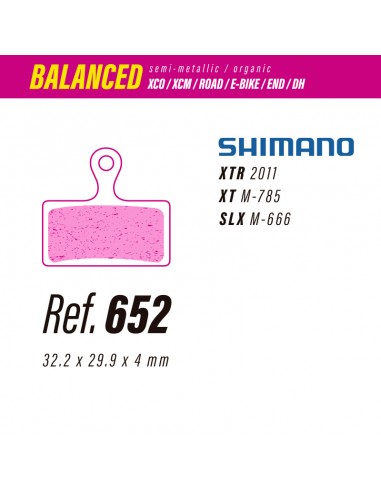 Pastillas LESS BRAKES Balanced 652 para Shimano XTR, XT, SLX.