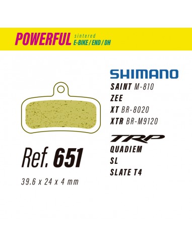 Pastillas LESS BRAKES Powerful 651 para Shimano Saint, Zee, XT, XTR